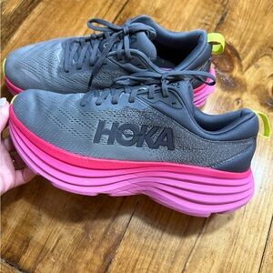 Hoka Women's Bondi 8 in Castlerock & Strawberry